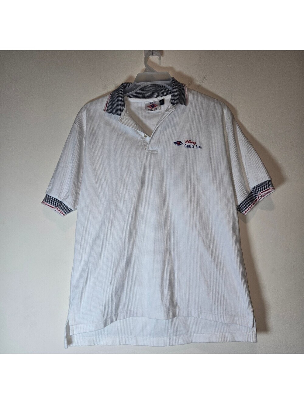 Disney Cruise Line Polo Shirt Adult Medium White Mickey Mouse Emb. Made in USA
